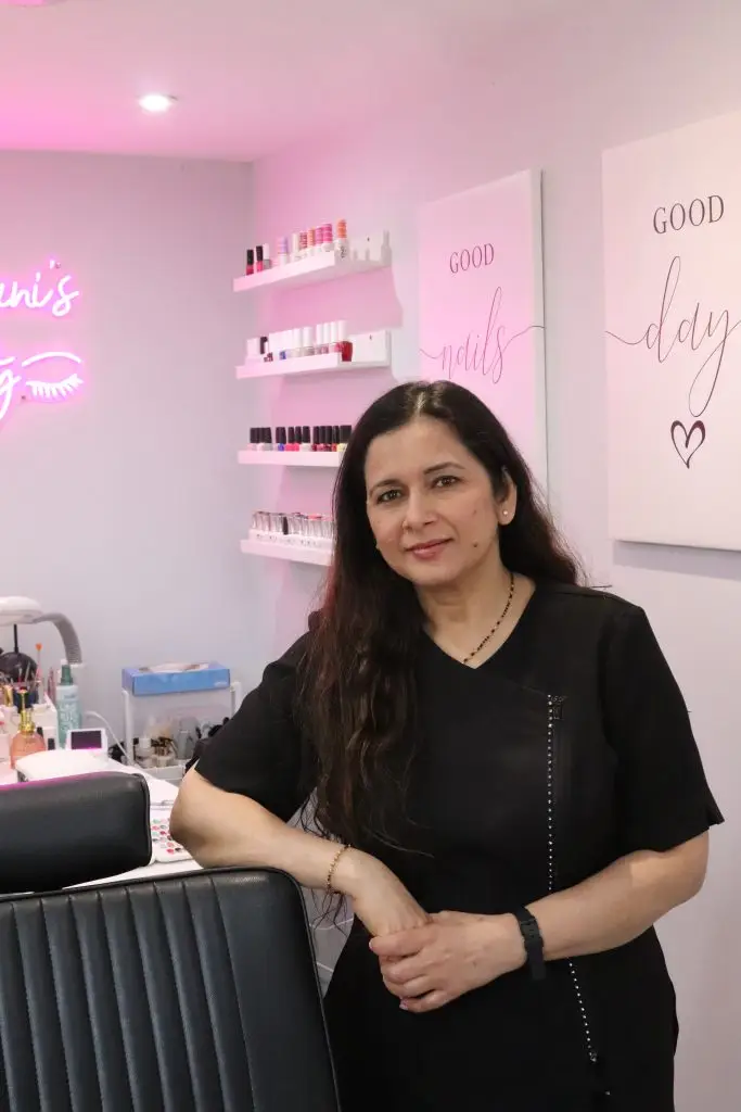 Bhawani inside her beauty salon in Guildford